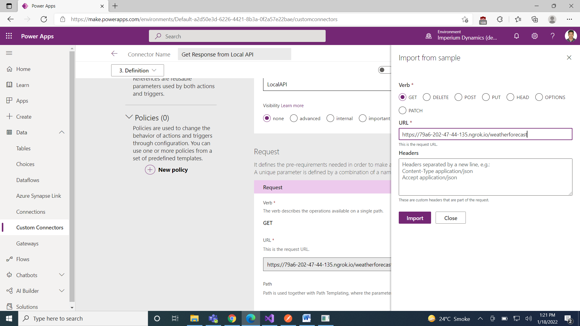 How to use Locally hosted Api’s in Custom Connectors